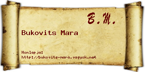 Bukovits Mara névjegykártya